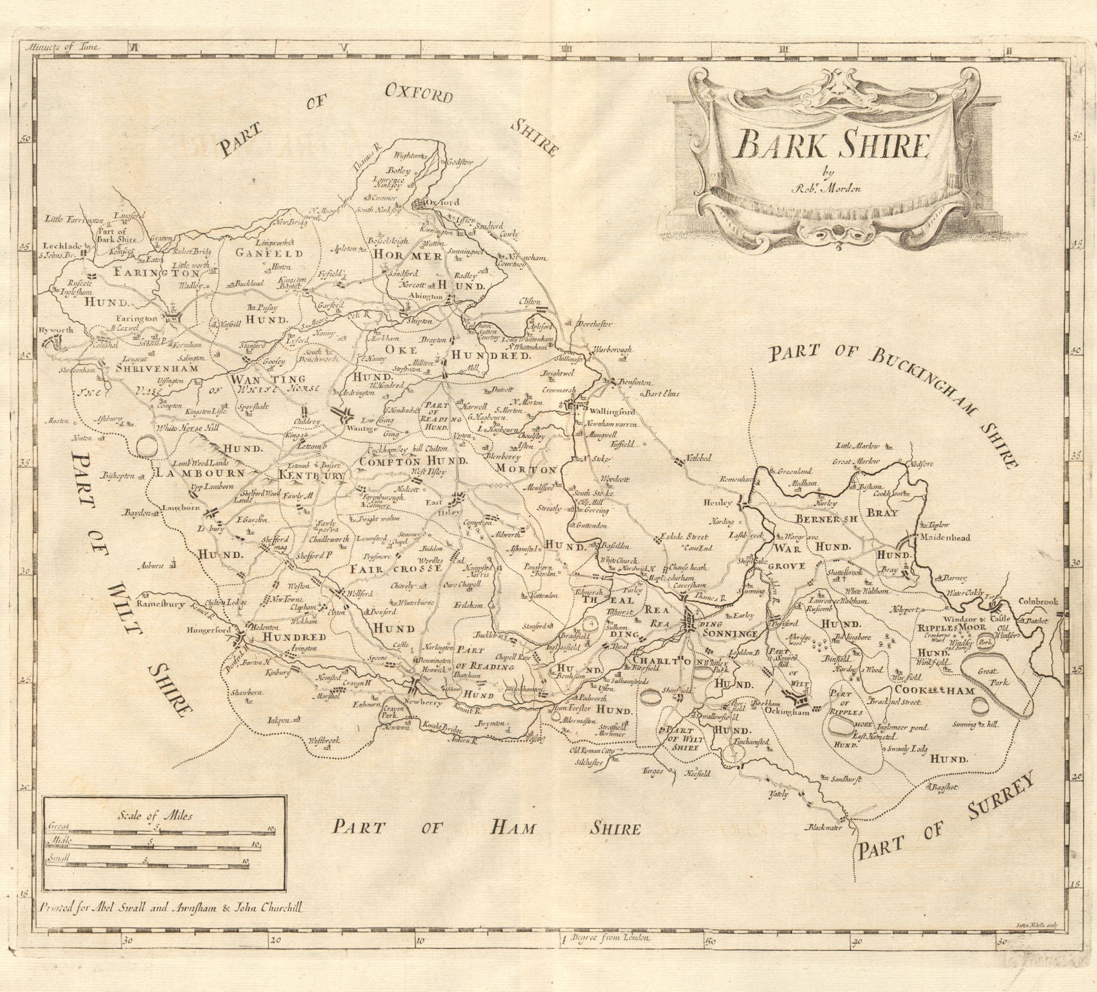 Berkshire. 'BARK SHIRE' by ROBERT MORDEN from Camden's Britannia 1772 old map